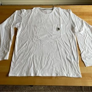 NWT Carhartt WIP Women's Medium Long Sleeve Pocket T-Shirt, White / Grey Heather